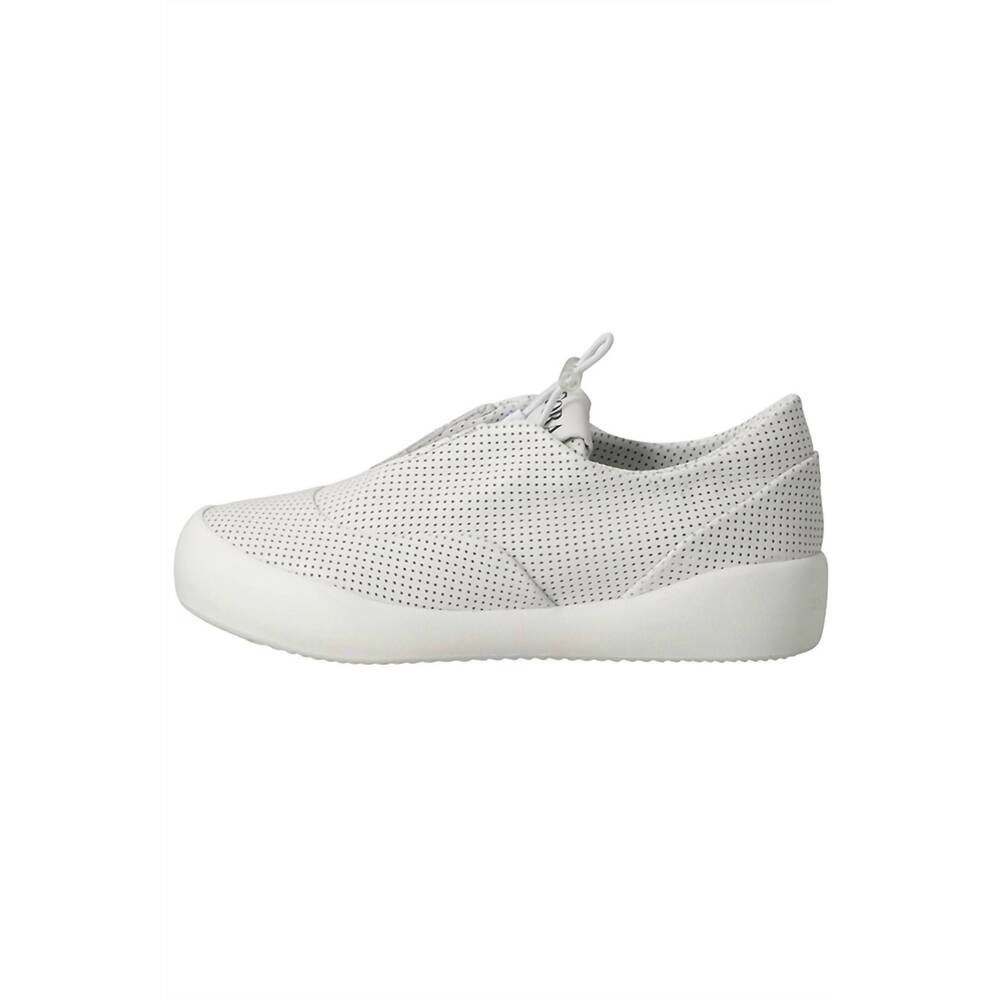 NEW ANDIA FORA women's leather mesh slip on sneaker in white